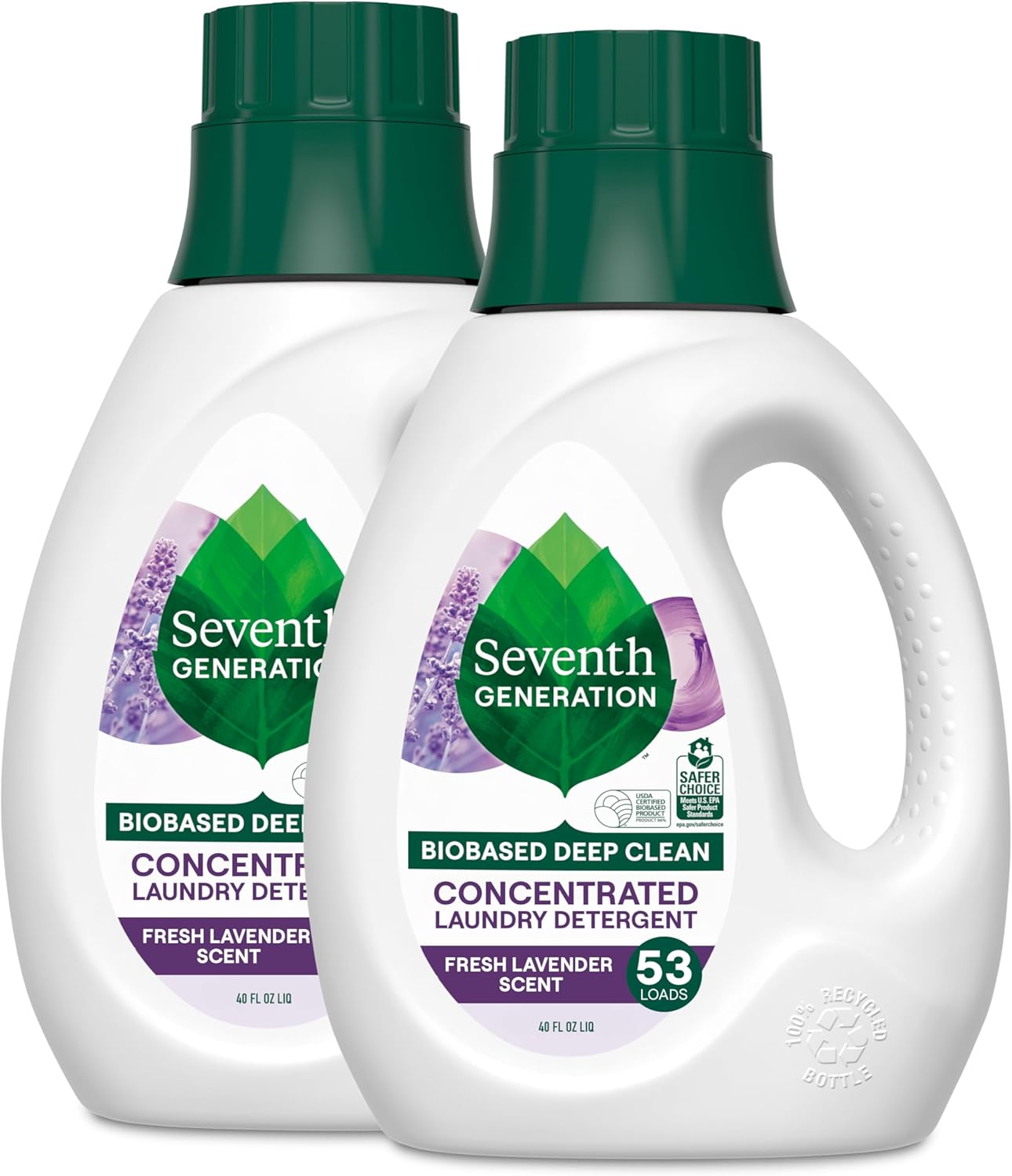 Seventh Generation Concentrated Laundry Detergent, Fresh Lavender scent, 40 oz, Pack of 2 (106 Loads)