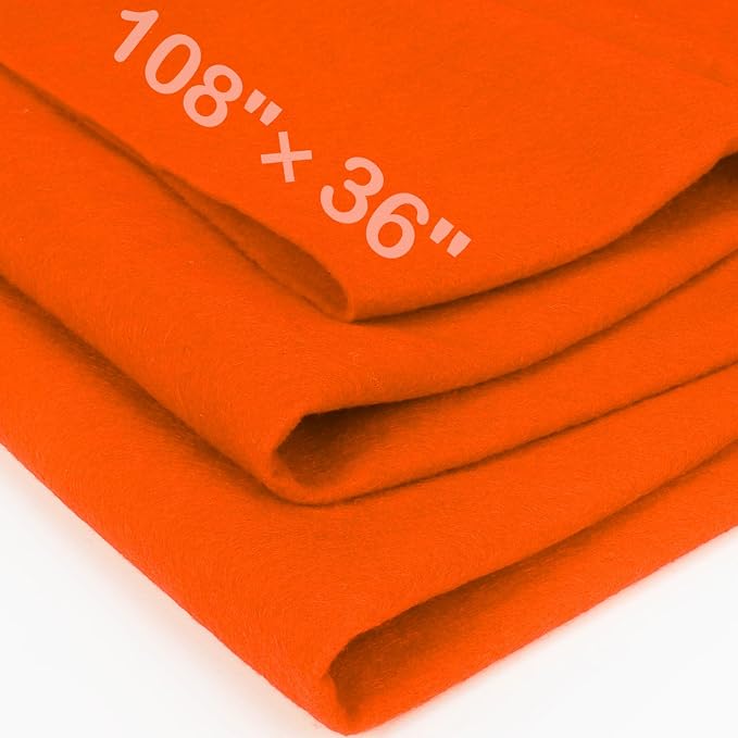 XSEINO Orange Large Felt Fabric 108" X 36 ", 1.4 mm Thick Soft Felt Fabric Sheet