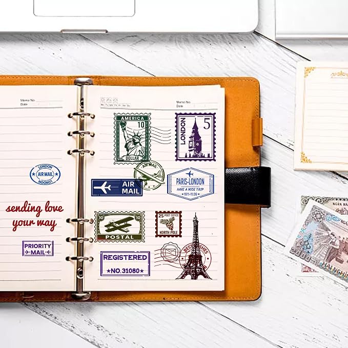 GLOBLELAND Postmark Postcard Clear Stamps Vintage Air Tickets Silicone Stamp