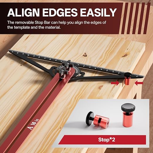 Stair Tread Template Tool, Precision Angle Length Depth Measuring Gauge Tool