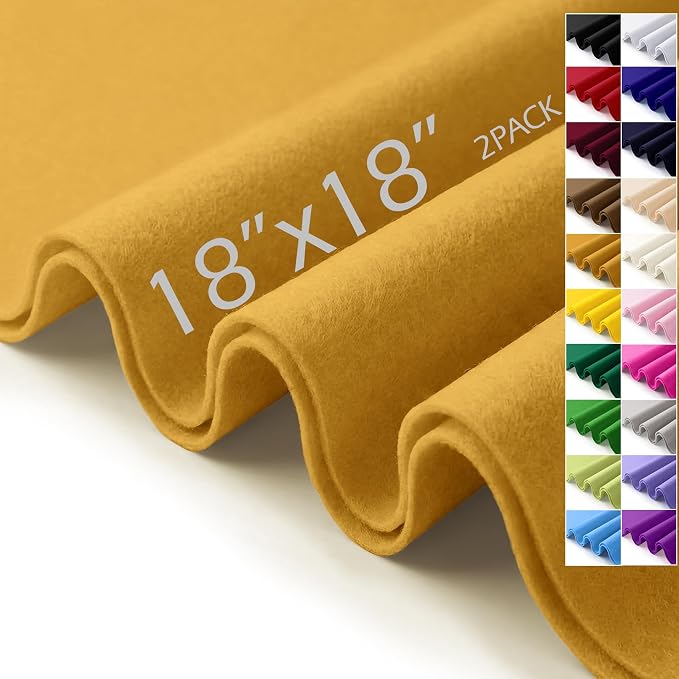 Felt Fabric Sheets 18" x 18" 1.6mm Soft Craft Felt Squares, Sew and Glue