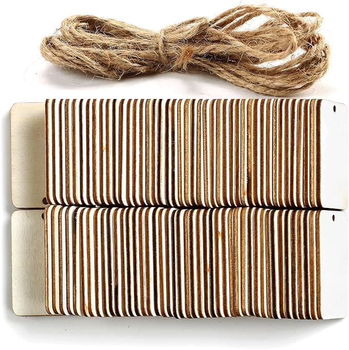 115 Pcs Unfinished Wood Pieces Rectangle-Shaped, HOOMBOOM 2 x 1.3 inch Light