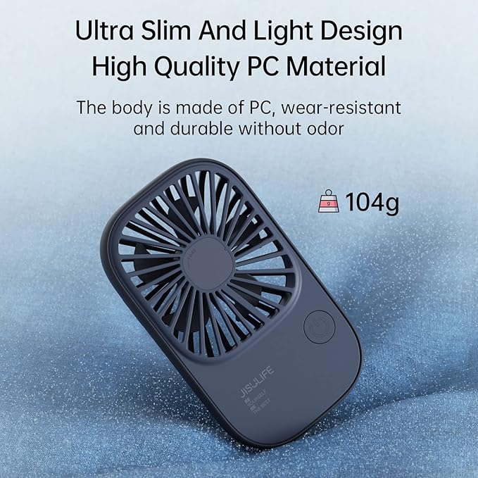 JISULIFE Handheld Mini Lash Fan with Bracket, Small Portable USB Rechargeable Personal Makeup/Eyelash Fan with 3 Speeds for Women Mom Girls Office Outdoor Travel Blue