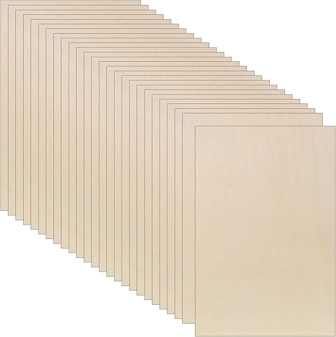 Vicenpal 24 Pcs Basswood Sheets 3 mm Plywood Sheets Unfinished Wood