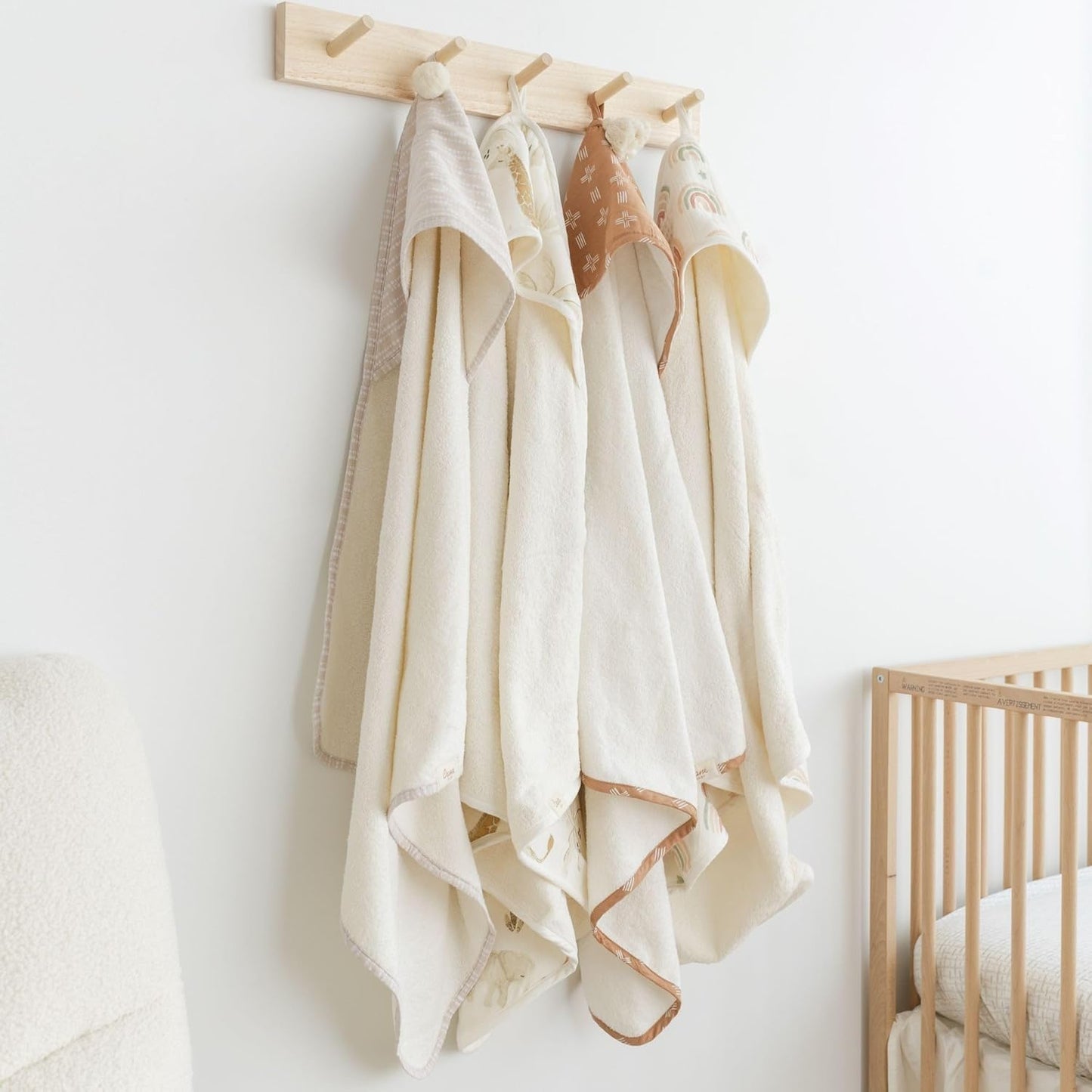 Crane Baby Hooded Towel, 100% Cotton & Terry Cloth Hooded Baby Towels for Boys & Girls, Boho Rainbow, 30" w x 30" h, Hooded Baby Beach Towel, Baby Pool Towel, Baby Bath Towel, Hooded Towels for Baby