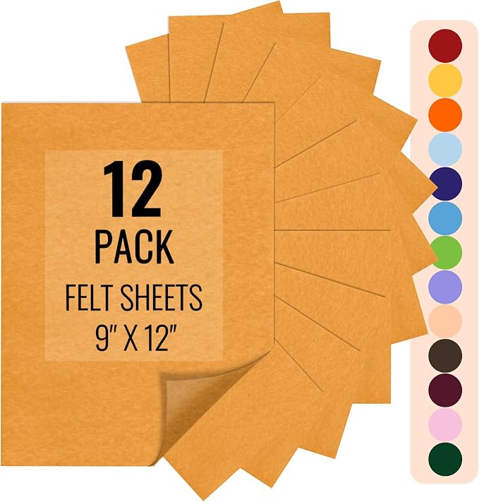 IONTACH 9" X 12" Felt Fabric Sheets 1.6mm Thick | Soft Felt