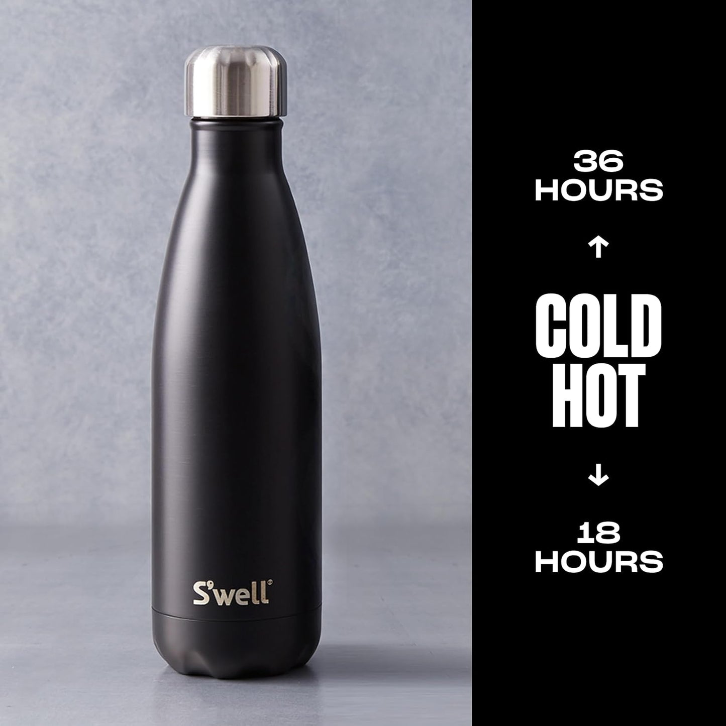 S’well Stainless Steel 17oz Water Bottle, London Chimney Design, Triple-Layer Vacuum Insulation Keeps Drinks Cold for 36 Hours and Hot for 18, BPA Free