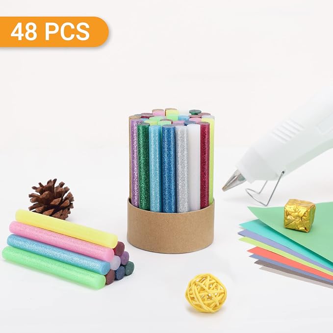 Manarty Glitter Color Hot Glue Sticks, Craft Adhesive Waxing Sticks Bulk