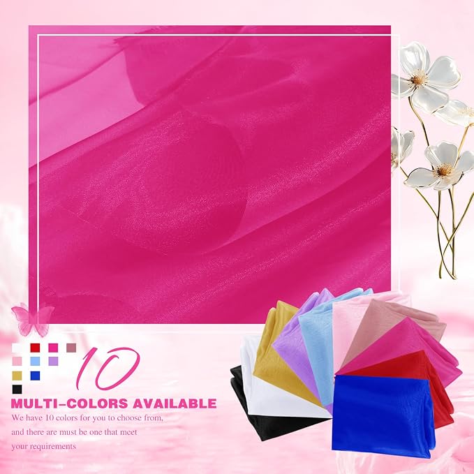 VACVELT Hot Pink Sheer Organza Fabric by The Yard 60" Wide | Semi-Transparent