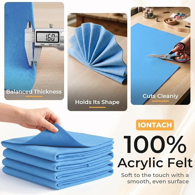 IONTACH 9" X 36" Soft Felt Sheets 1.6mm Thick | Acrylic Felt Fabric
