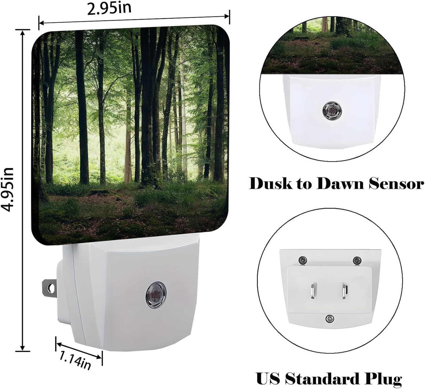 Green Forest Night Light,Plug Into Wall with Dusk to Dawn Light Sensors, Warm Nightlights for Bedroom, Bathroom, Hallway, Kitchen, Gifts Ideal for Boys Girls Women Men