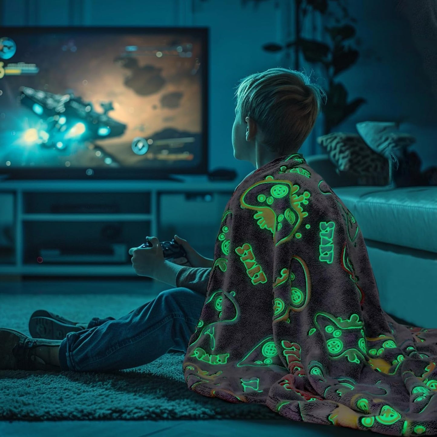 Gaming Gifts Toys for Teen Boys Glow in The Dark Gaming Blanket for Men Boyfriends Gamers Soft Fleece Gamer Blanket for Kids Birthday Gifts
