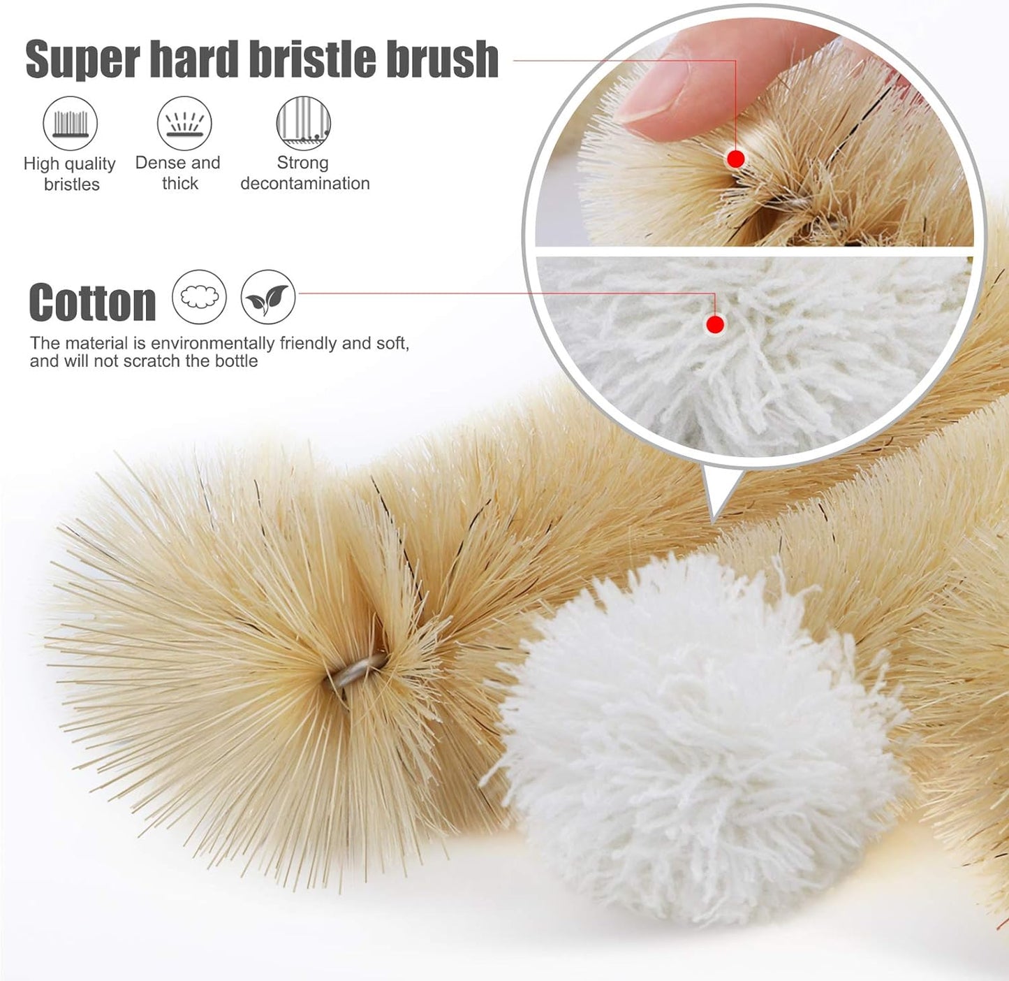 MASTERTOP 9 Pieces Bottle Brush Set - Long Water Bottle and Straw Brush Cleaning Set BPA Free Bottle Cleaner Brush for Baby Bottle Pipes Coffee Grinder Teapot Narrow Neck Wide Mouth Water Bottles