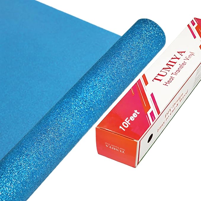TUMIYA Lake Blue Glitter Heat Transfer Vinyl HTV Roll