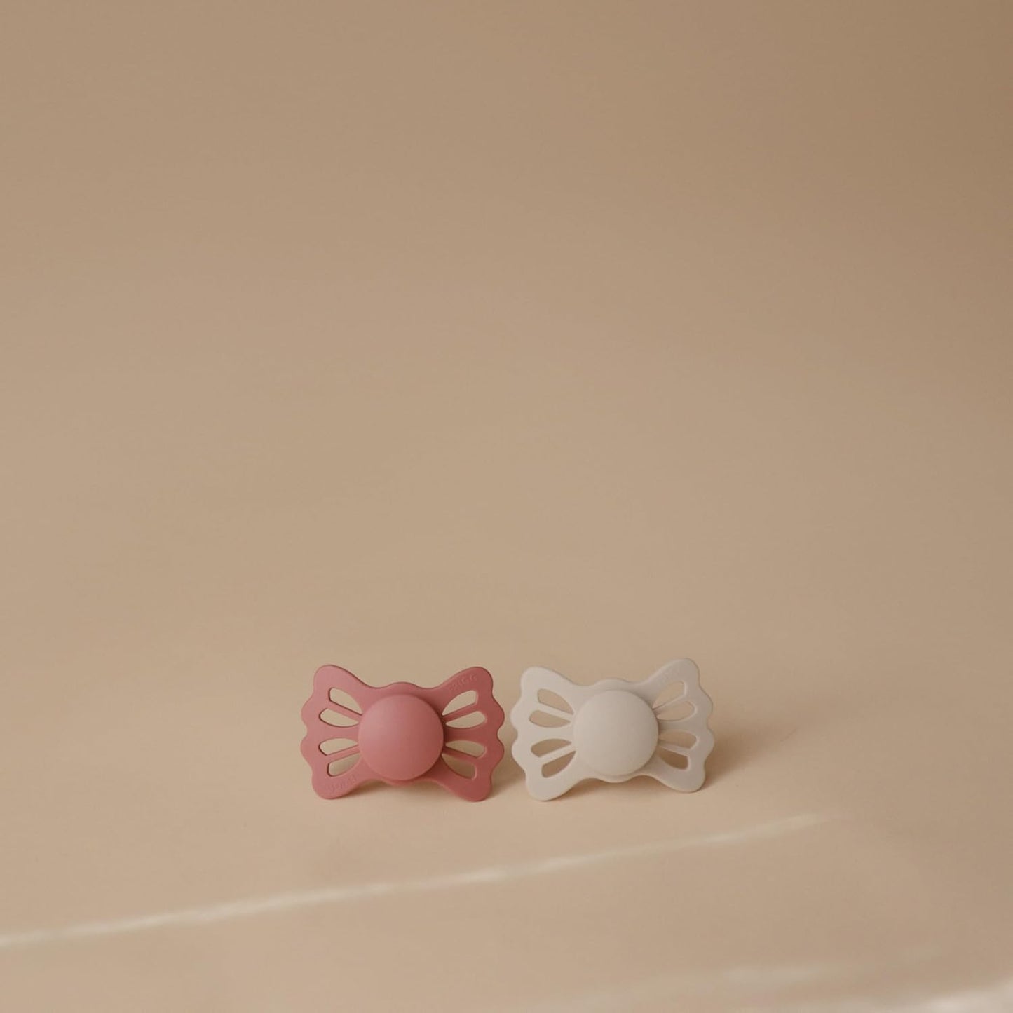 FRIGG Lucky Symmetrical SilkySoft Silicone Baby Pacifier | Made in Denmark | BPA-Free (Blush/Cedar, 6-18 Months)