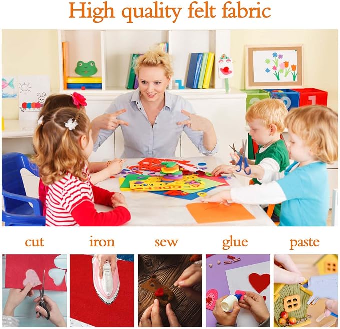 45Pcs Felt Fabric Sheets 6 x 6 inches, 1mm Thick Felt Fabric Square