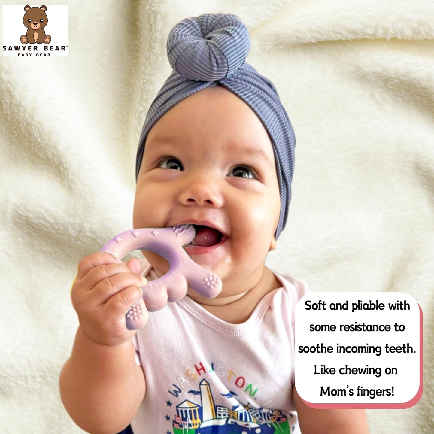 I Love You Silicone Hand Teether, Teethers for Babies 3-6 Months, Soft Teething Toys 6-12 Months bpa Free, Massaging Teething Relief (Blush Pink)