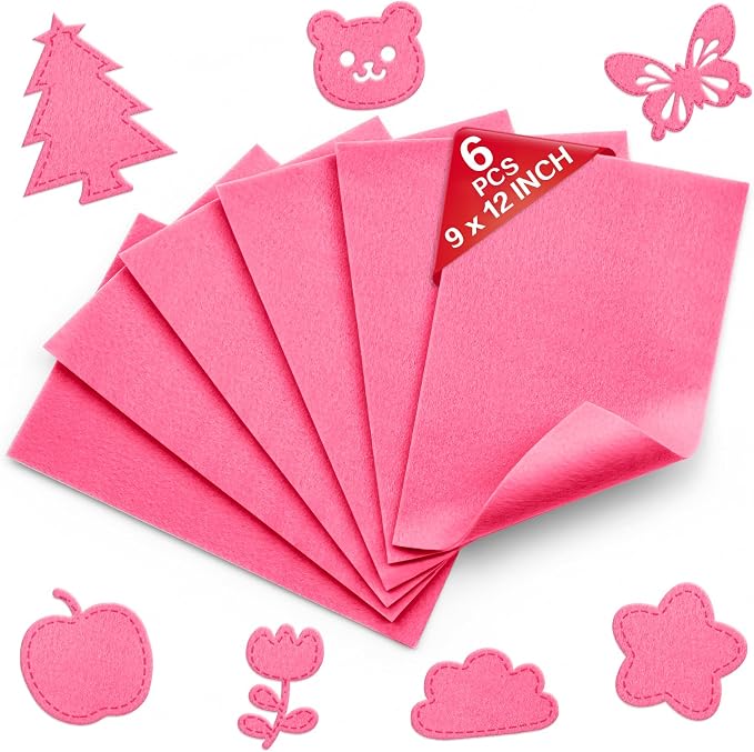 Azalea Pink Soft Felt Sheets for Crafts, 1.6mm Thick, Kids' Crafts, DIY Projects