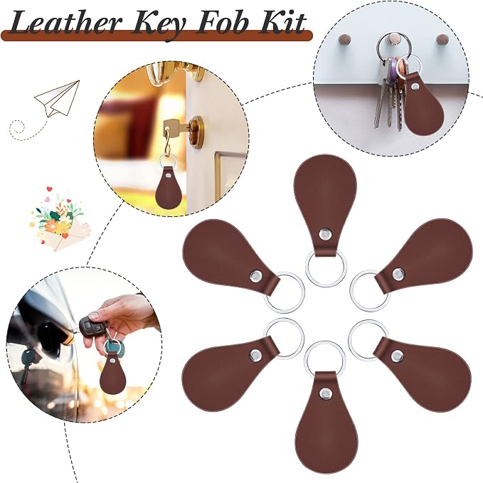Taiyin 30 Pcs Leather Key Fob Kit