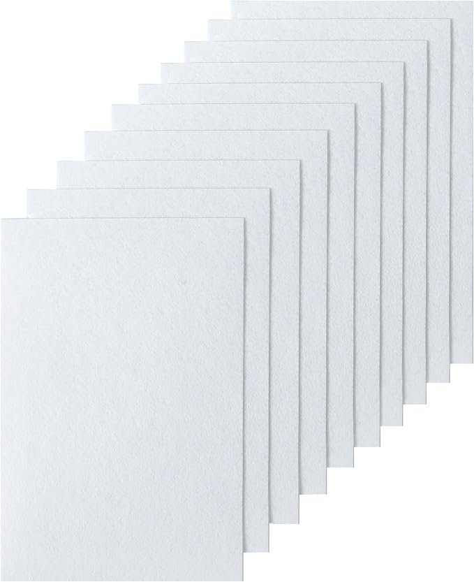HaoFeiJH 10Pcs White Felt Sheets, A4 Size Felt Fabric Sheets, Sewing Felt