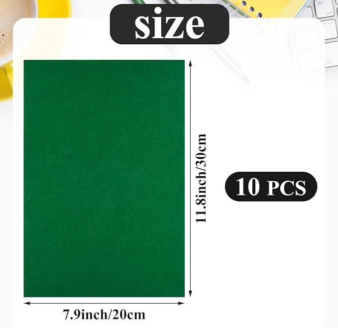 10PCS Green Self Adhesive Felt Fabric Sheets Sticky Felt Sheets