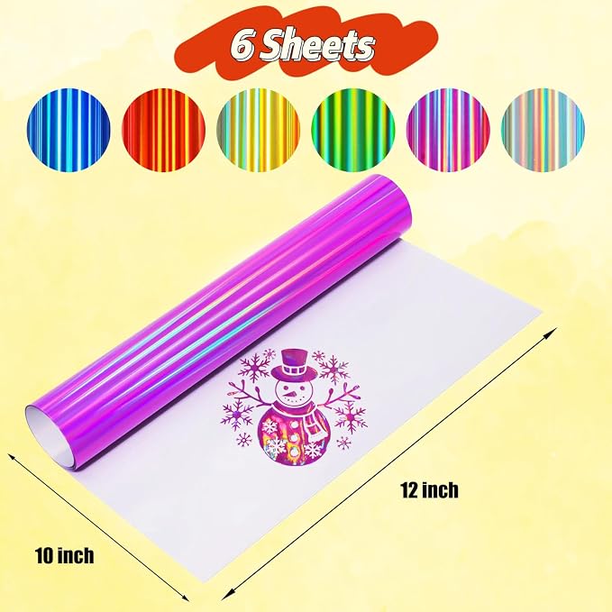 Holographic HTV Heat Transfer Vinyl Metallic Holographic Vinyl Gold Iron HTV 6