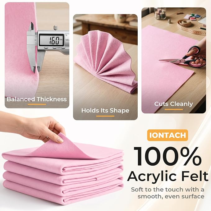 IONTACH 9" X 36" Soft Felt Sheets 1.6mm Thick | Acrylic Felt Fabric
