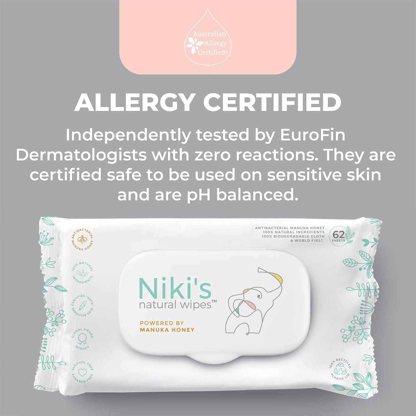 Niki's Natural Baby Wipes | Sensitive Organic Baby Wipes | Made with Manuka Honey and Coconut Oil, No Added Scents | EWG Verified | 744 Wipes (12 Pack x 62 Count Wipes) Baby Wipes Bulk