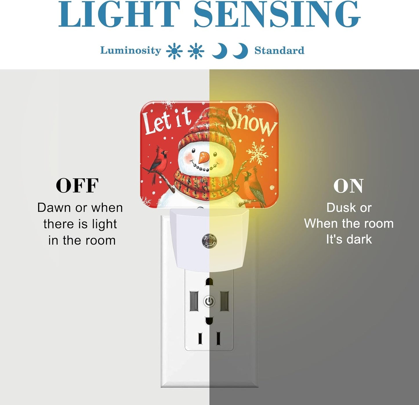 Christmas Snowman Night Light for Kids, Let is Snow LED Night Light Plug into Wall with Dusk to Dawn Sensor for Girls Boys Women Men Room, Hallway, Kitchen, Bathroom, Stairs Decor