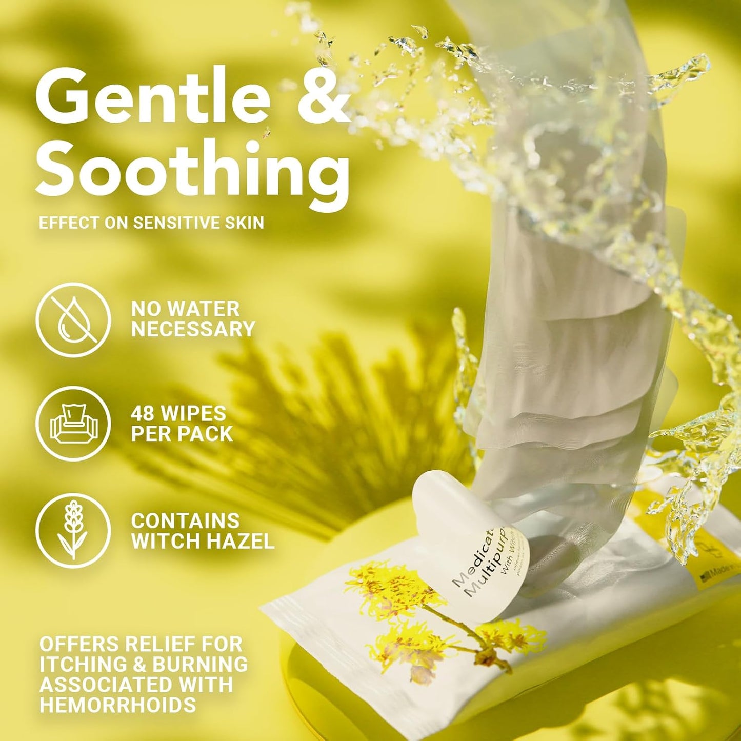 BIOPURE Witch Hazel Wipes - Astringent Hemorrhoid Wipes with Aloe Vera - Gentle and Soothing Witch Hazel Wipes Flushable - Contains 576 Medicated Wipes.