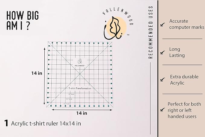 Not Overpriced T-Shirt Alignment Transformation Ruler 14x14inches. Turn Any Old