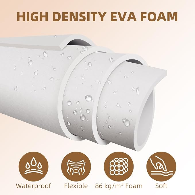 39"x15" EVA Foam Roll, 86 kg/m3 High Density 6MM Thick Foam Sheets, Flexible &