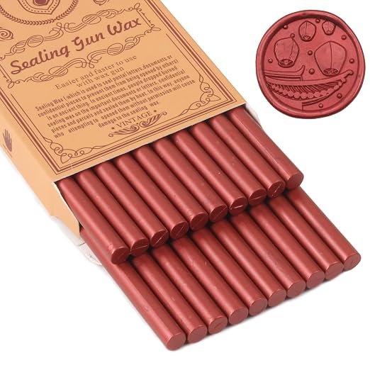 Metallic Red Sealing Wax Sticks, WASOHLING 20Pcs Glue Gun Wax Seal Sticks