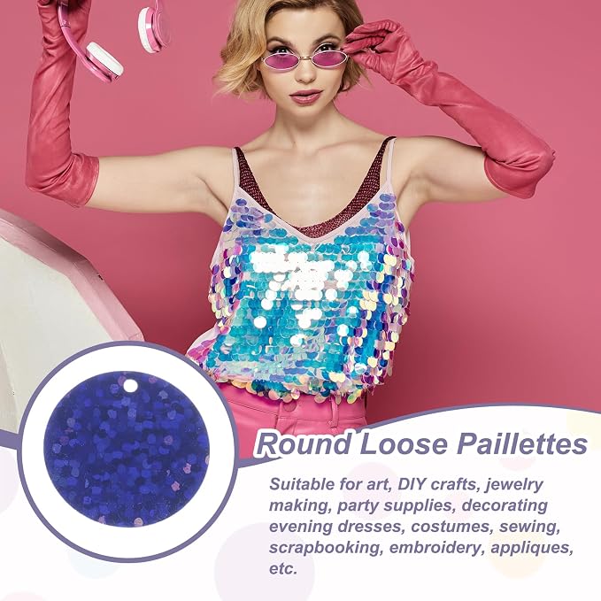 MECCANIXITY 700 Pcs Flat Round Sequins 15mm/0.6 Inch Loose Paillettes Craft