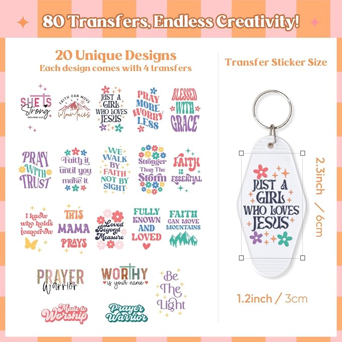 Kaciola Studio 80PCS Faith UV DTF Wrap Stickers-Faith Theme UV DTF Stickers