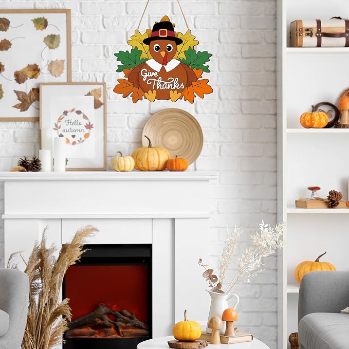 Paintable Thanksgiving Ornaments 3 Sets, Wooden Turkey Ornaments to Paint