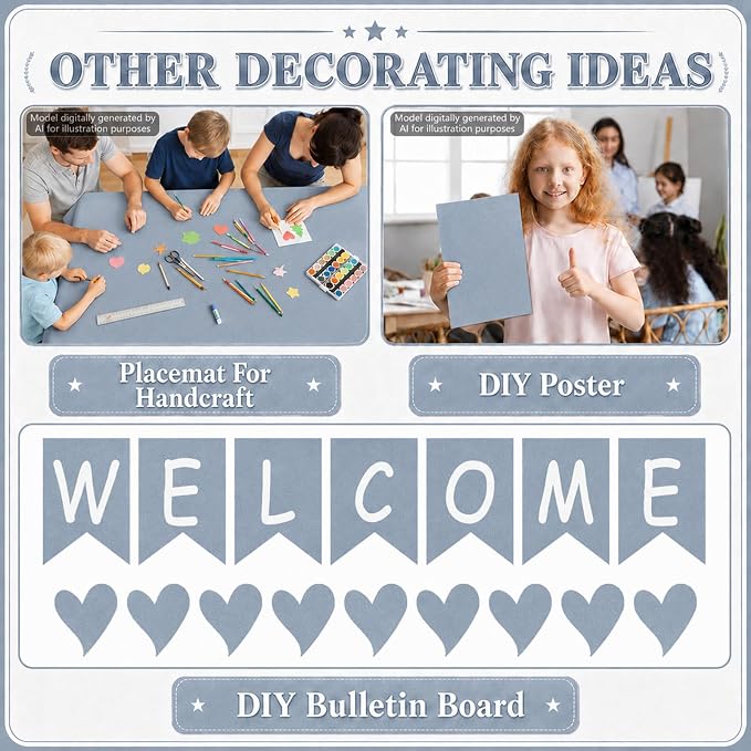 Cottage Blue Bulletin Board Roll Non-Woven Fabric Poster 16in X 40ft | Back to