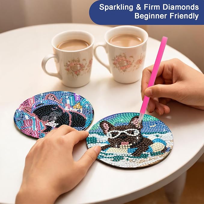 8-Pack Diamond Art Coaster Kit