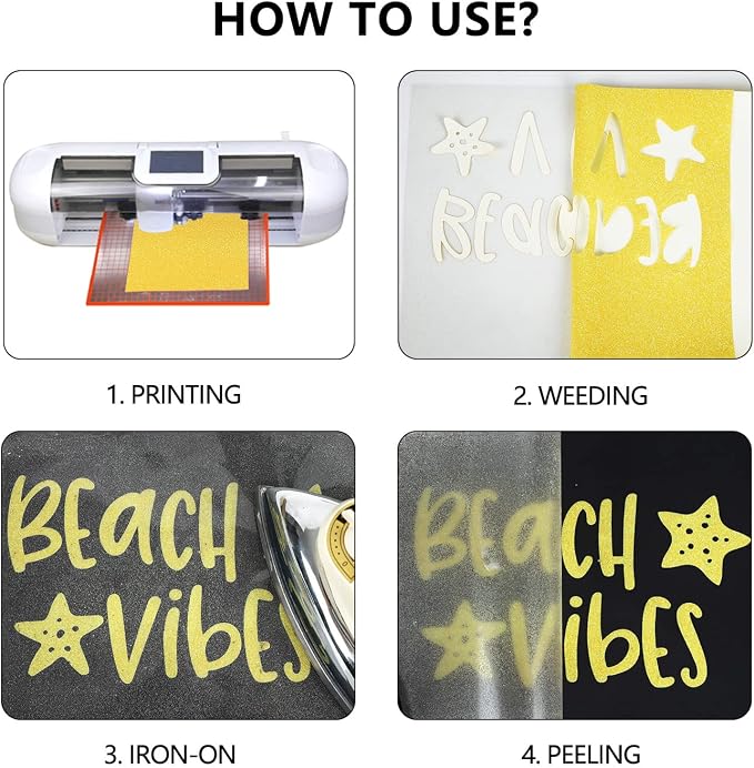 guangyintong Heat Transfer Vinyl Glow Glitter HTV Rolls, Glitter HTV Vinyl