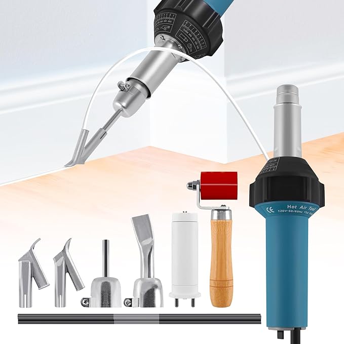 Iglobalbuy 1500W Hot Air Plastic Welder Plastic Welding Roofing Kit Vinyl PVC TPO Welding Handheld Plastic Hot Air Heat Gun Welding Torch with Various Nozzles