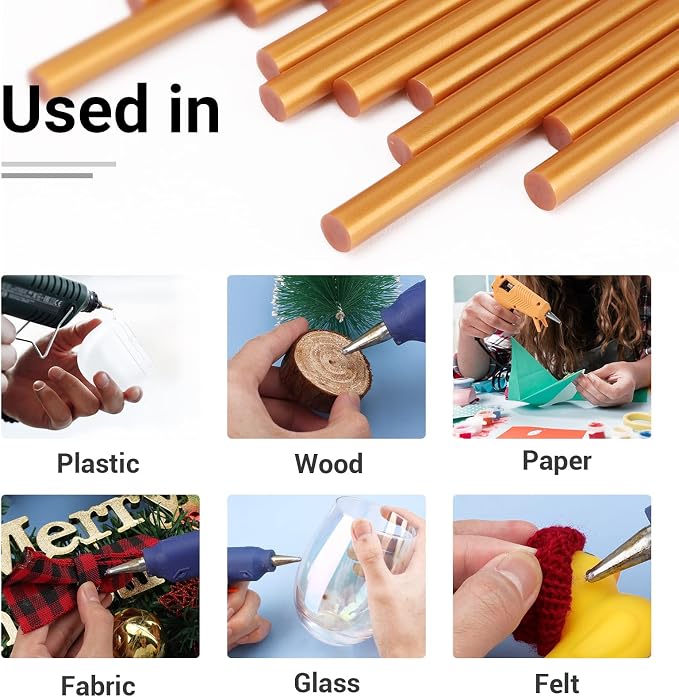 ENPOINT Metallic Gold Hot Glue Sticks, 36 Pack Mini Hot Melt Glue Sticks Colored