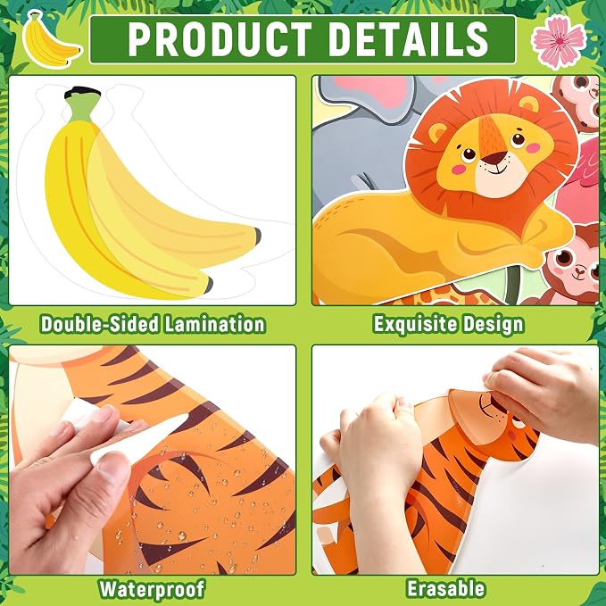 72PCS We Are Wild About Learning Bulletin Board Set Jungle Animals Truck