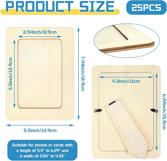 VOKOY 25 Pack Wooden Picture Frames