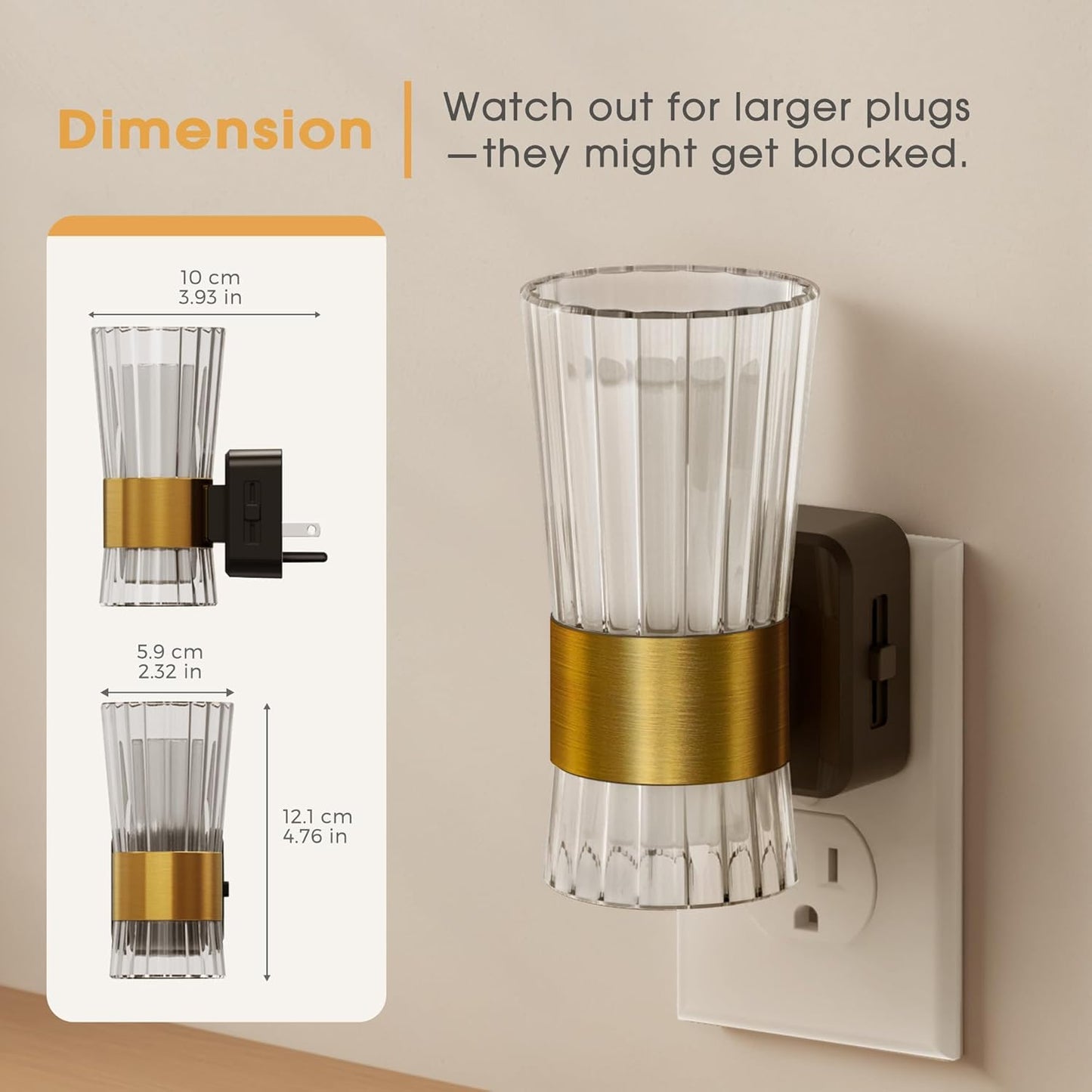 Night Light, Night Lights Plug into Wall, LED Amber NightLight with Dusk to Dawn Auto Light Sensor, Amber Light 0-100LM Adjustable Brightness, Wall Sconce Style Design for Bedroom Hallway, 2 Pack
