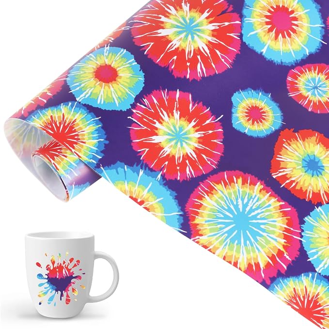Tintnut Swirl Permanent Vinyl 8 Sheets 12"x10" Tie Dye Adhesive Vinyl |