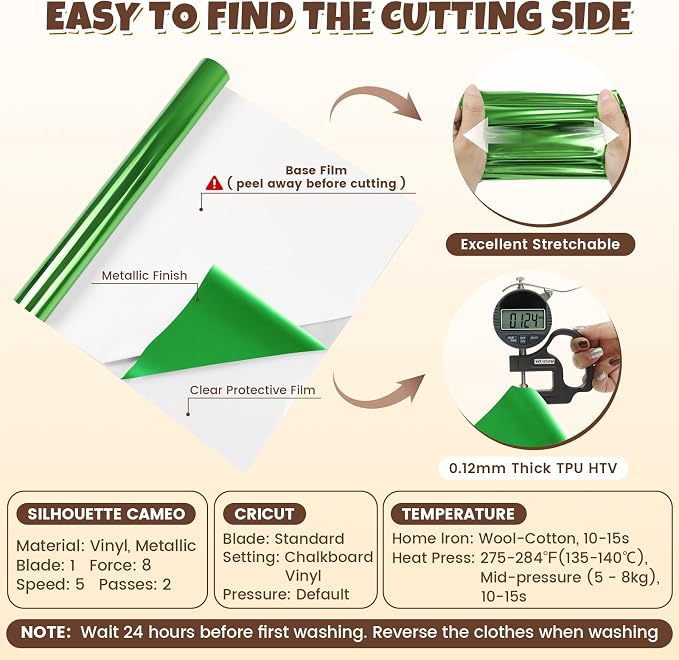 Green Metallic Heat Transfer Vinyl Roll