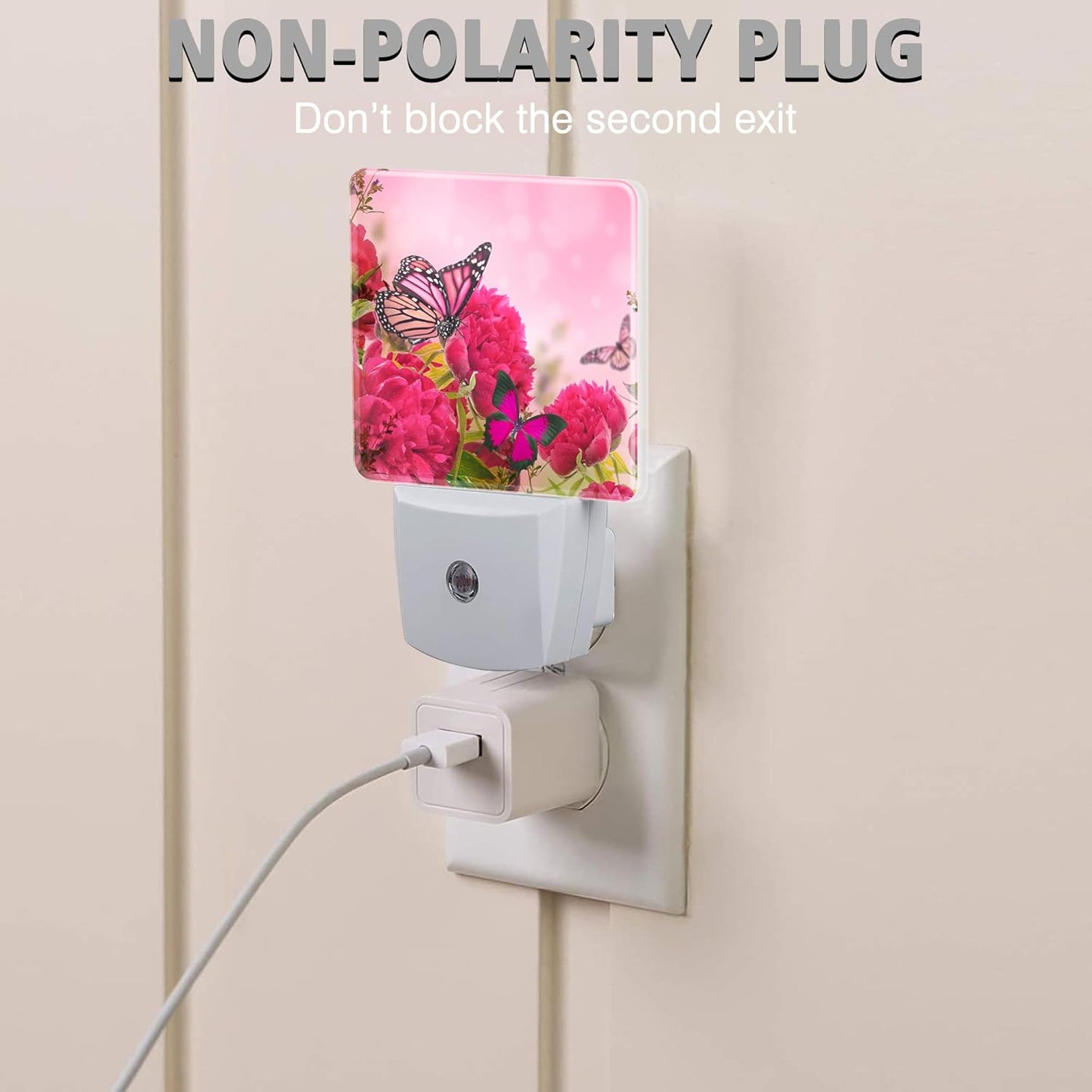 Butterfly and Flower Night Lights Plug into Wall for Girls Boys Room, Night Lights LED Lamp with Dusk to Dawn Sensor Nightlight for Bedroom Kitchen Bathroom Hallway Home Wall Decor