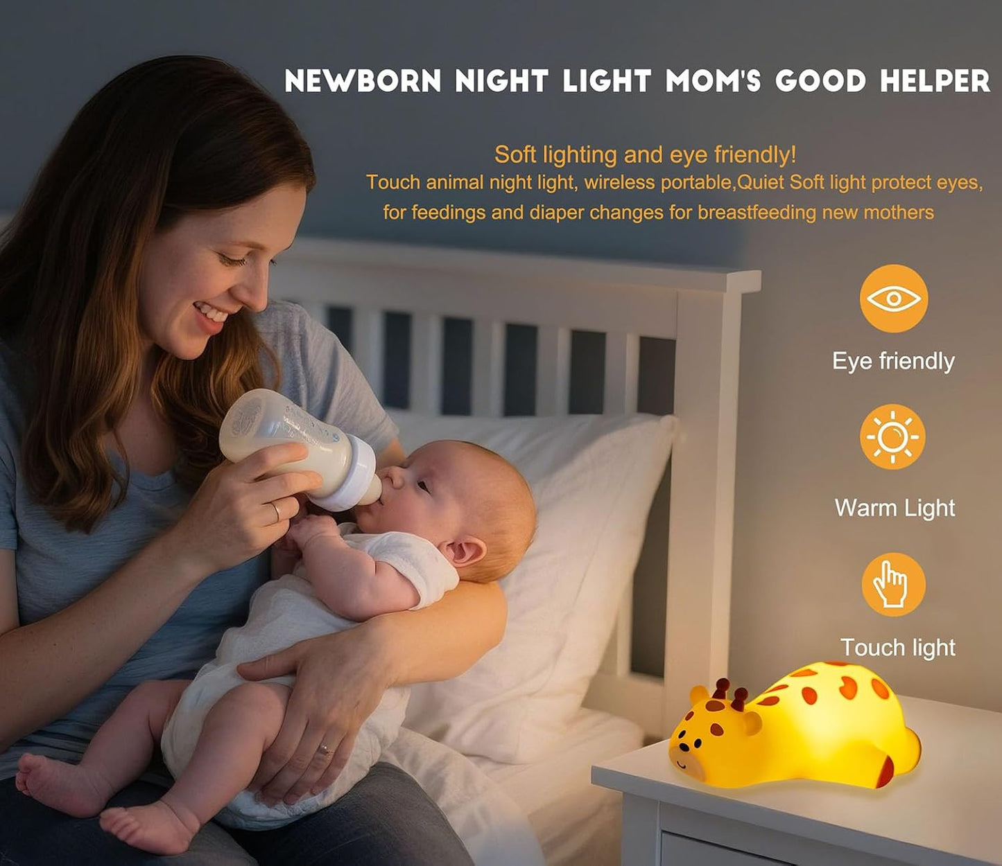 DREAMING MY DREAM Cute Giraffe Night Light for Kids,3 Levels Dimmable Bedside Touch Lamp Rechargeable Squishy Nursery lightwith 30min Timmer Function, Baby Kids Room Decor, Gifts for Girls boy