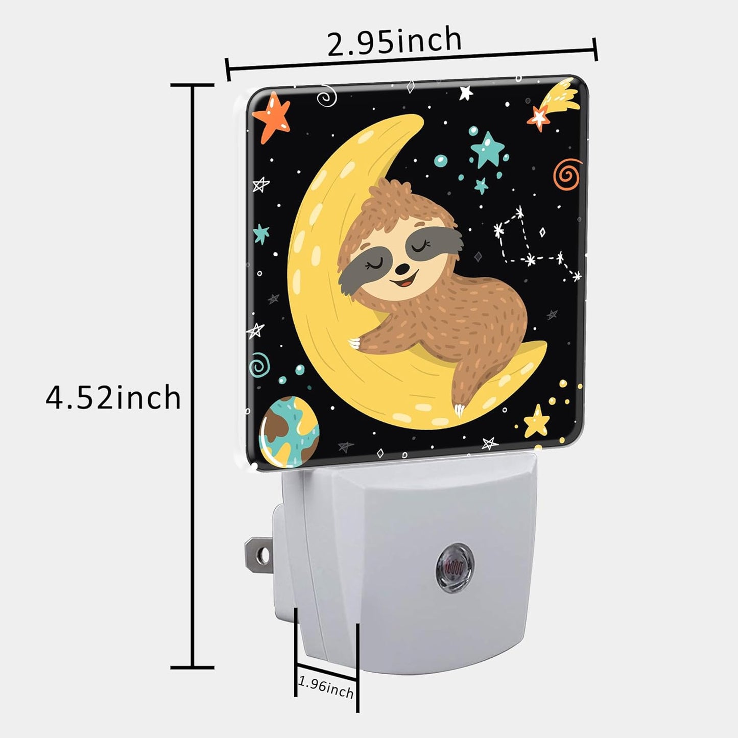 Night Light for Kids Girls Boys, Cute Baby Sloth Sleeping on Moon LED Night Light Plug into Wall with Dusk to Dawn Sensor for Room Decor, Hallway, Kitchen, Bathroom, Nursery, Stairs
