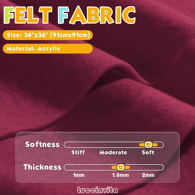 Dark Red 36" X 36" Felt Fabric Sheet